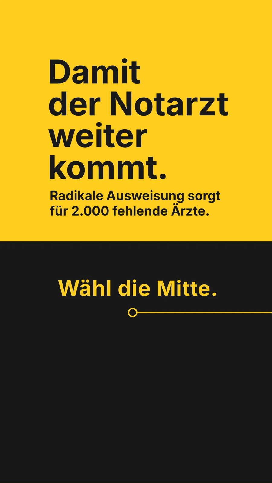 Kampagnenmotiv „Damit der Notarzt weiter kommt.“ — wähldiemitte.de